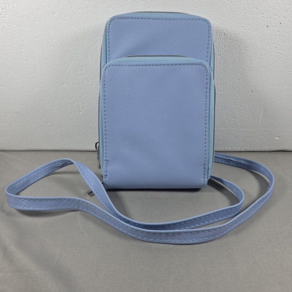 Light Blue Crossbody Shoulder Phone‎ Carrying Case Bag Purse